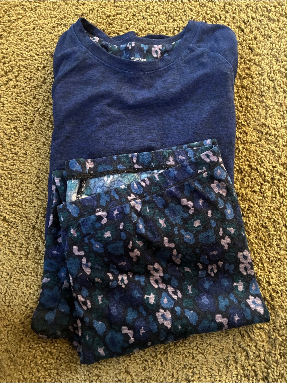 Navy Blue Long Sleeve Top with Navy Floral Print Pants size L